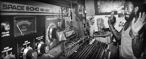 Lee Scratch Perry at Black Ark Studios with Roland RE-201 Space Echo