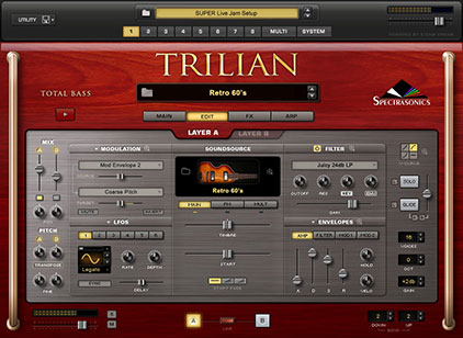 Spectrasonics Trilian instrument view