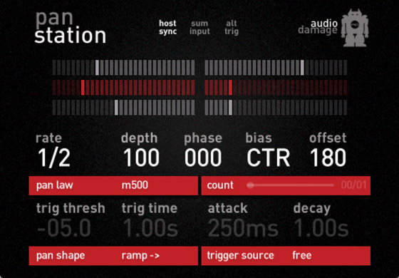 Audio Damage Panstation autopan plugin GUI