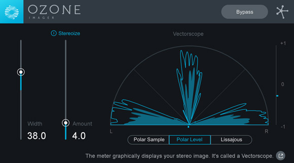 iZotope Ozone Imager stereo processing plugin GUI